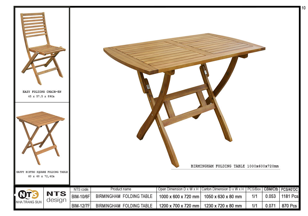 BIRMINGHAM FOLDING TABLE 100 x 60 x 72 Cm /02