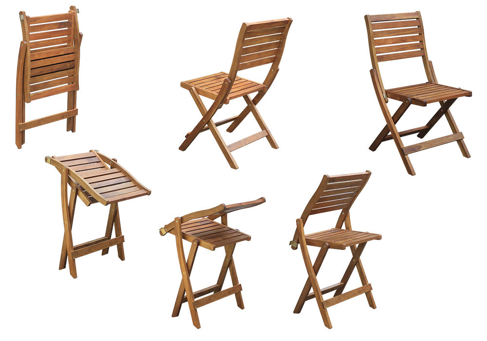 SET - CAMPING SQUARE TABLE 70 x 70 x 72cm - WOODEN + CAMPING FOLDING CHAIR - WOODEN