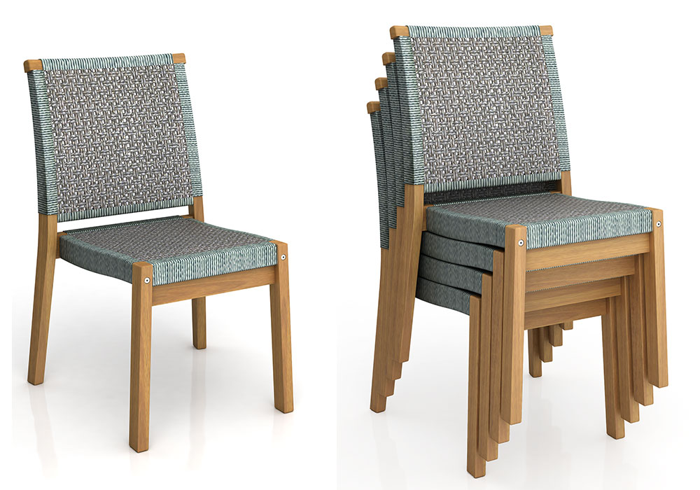 SET(7pcs)- OREGON RECT. TABLE 160 x 90 x 74cm + 6 WINDSOR STACKING CHAIR (KD) -WICKER