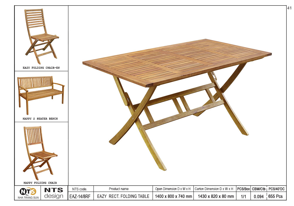 EAZY  RECT. FOLDING TABLE 140 x 80 x 72 CM