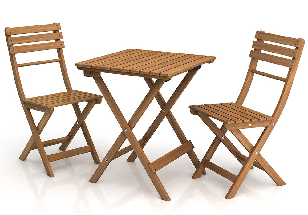 SET(3pcs) HAPPY BISTRO SQUARE FOLDING TABLE 60 x 60 x 72,4Cm  + 2 HAPPY BISTRO FOLDING CHAIR