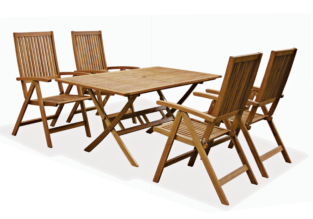 EAZY RECT. FOLDING TABLE WITH 4 HAPPY POSITION CHAIRS