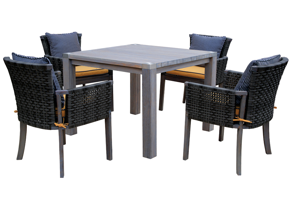 RIO TABLE WITH 4 ARMCHAIRS HIGHBACK-WICKER